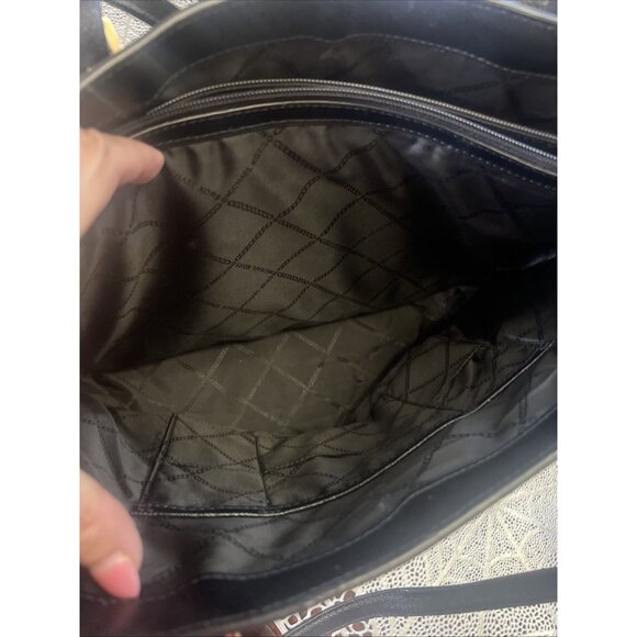 Michael Kors Leather Suede Black Jet Set Travel Tote Handbag Classic Purse - Picture 14 of 16